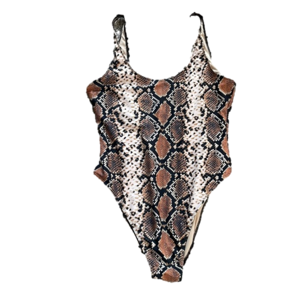Dixperfect NWT Malibu High Cut Low Back One Piece Snake print - Picture 3 of 5